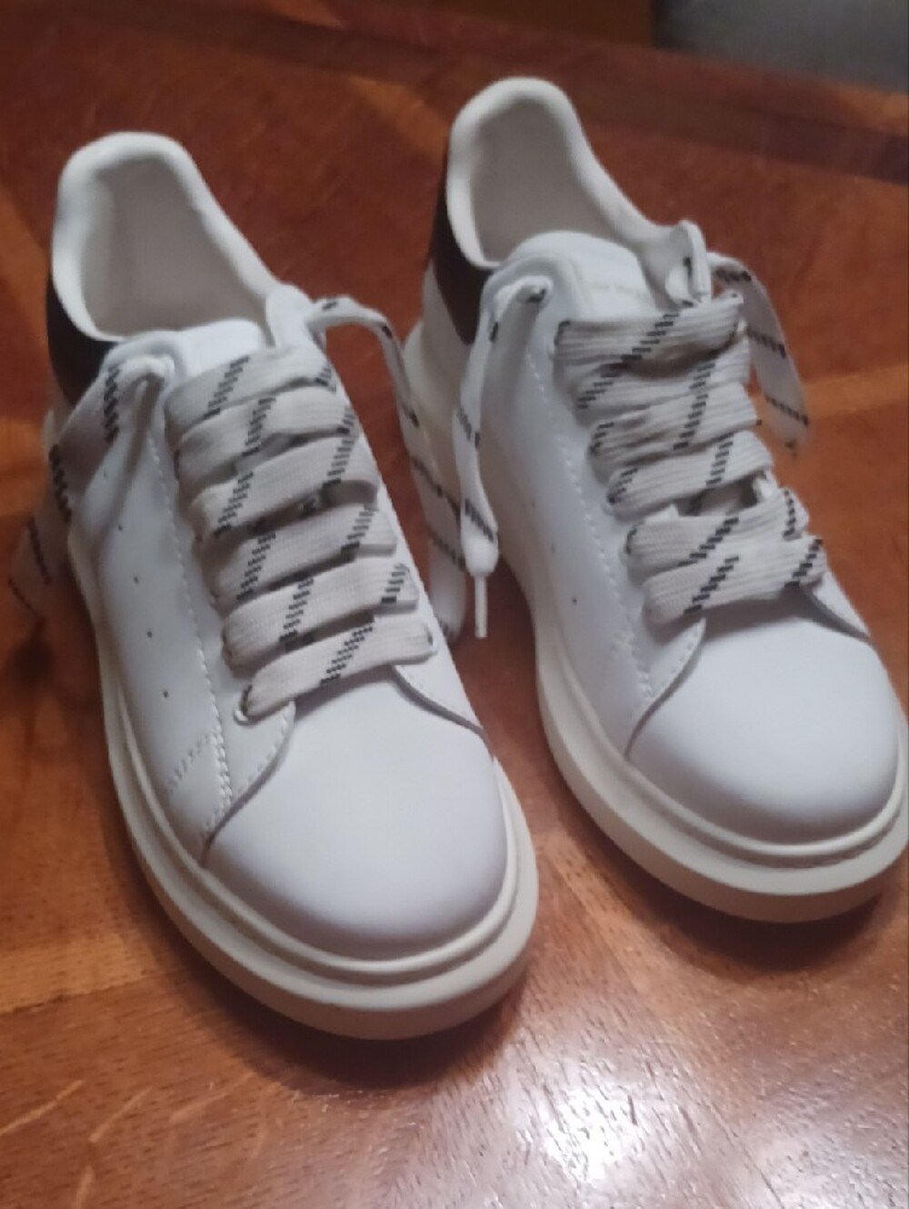 Alexander McQueen White Leather "Oversized" Sneakers with Black Heel Tab